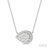 1/2 Ctw Pear Shape Round Cut Diamond Lovebright Pendant With Chain in 14K White Gold
